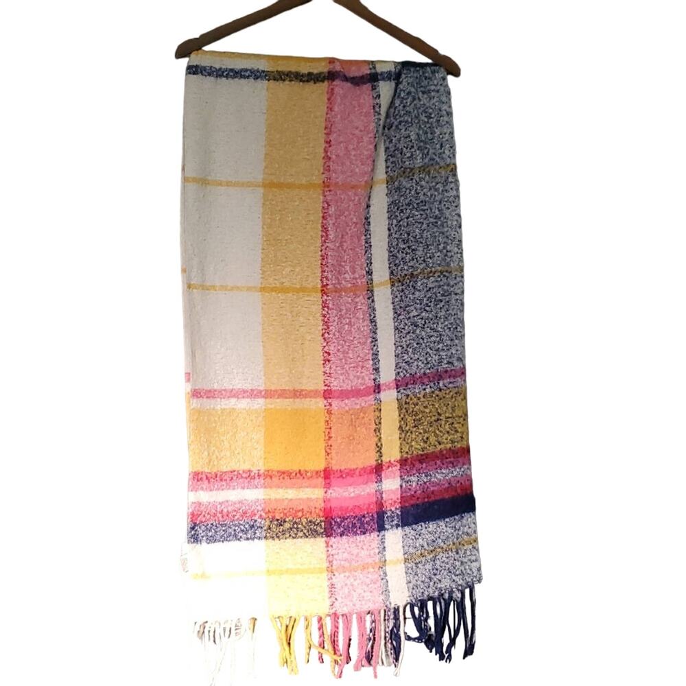 Juicy Couture Multi Color Plaid Scarf with Fringe One Size